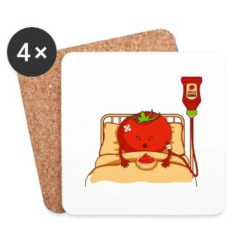 Tomate en congé de maladie - Dessous de verre (lot de 4) - blanc - Devant