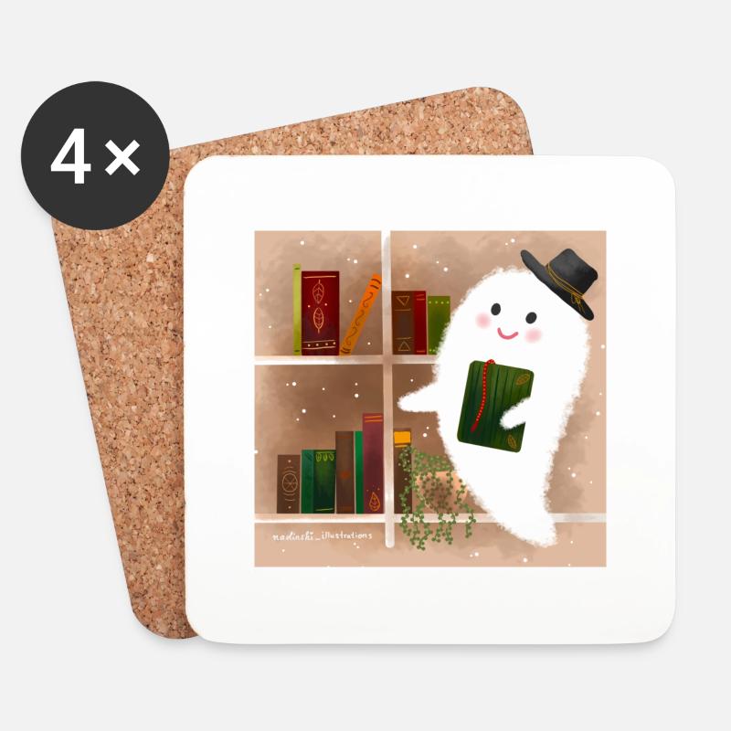 Geist und Bücher - Untersetzer (4er-Set) - Weiß