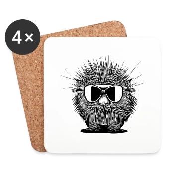 Porcupine Lunettes de soleil Mignons animaux Nature animale 4 - Dessous de verre (lot de 4) - blanc - Devant
