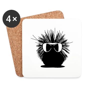 Stachelschwein Sonnenbrille süß Tiere Vektor 21 - Untersetzer (4er-Set) - Weiß - Vorne