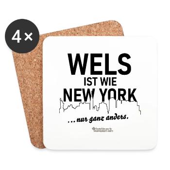 Wels ist wie New York - Untersetzer (4er-Set) - Weiß - Vorne