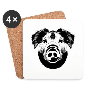 pig sweet pigs pigs animal animals 11 - Coasters (set of 4) - white - Front