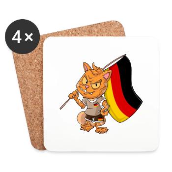 Deutsche Fan Katze - Untersetzer (4er-Set) - Weiß - Vorne