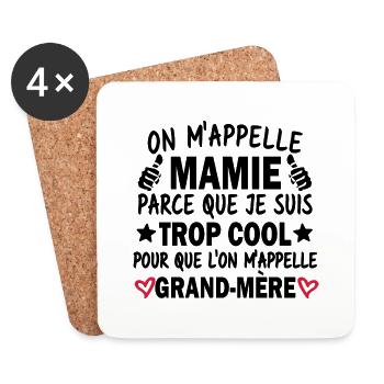 cadeau humour mamie - Dessous de verre (lot de 4) - blanc - Devant