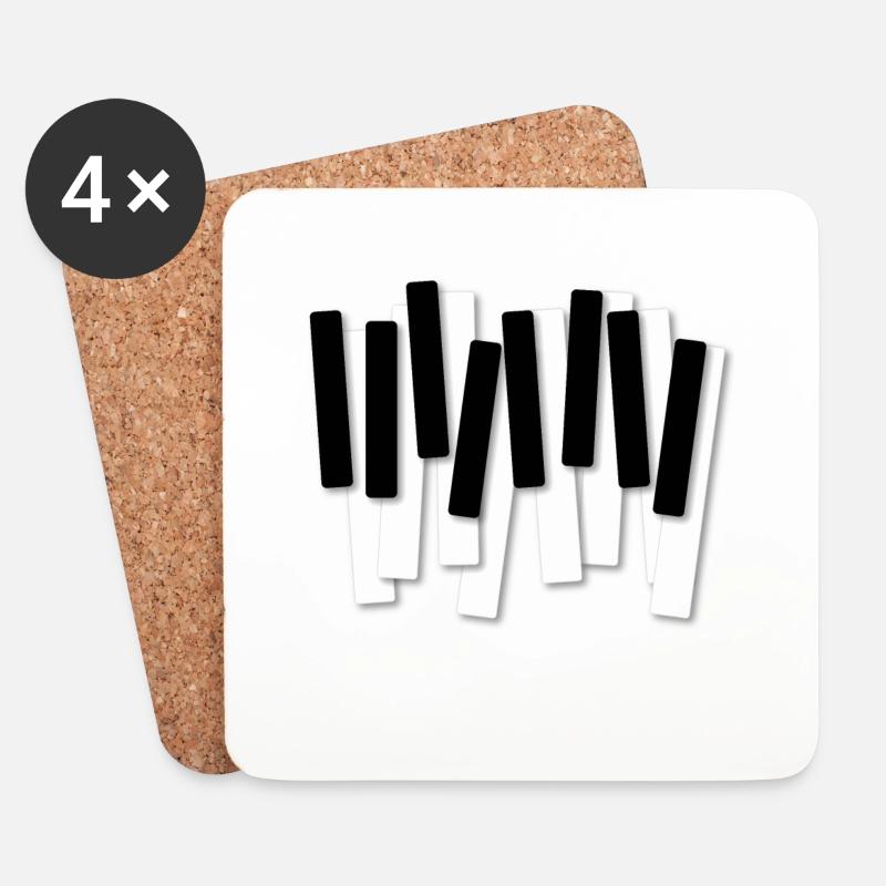 DAS LEBEN IST WIE EIN PIANO KEYBOARD ART DESIGN - Untersetzer (4er-Set) - Weiß