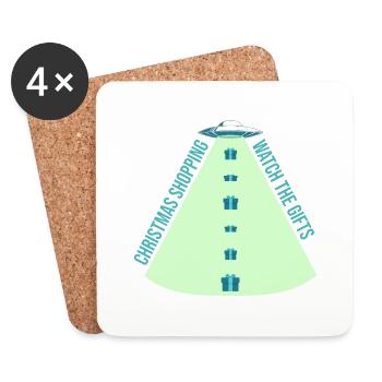 Christmas Gifts Alien Spaceship Ufo beam - Coasters (set of 4) - white - Front