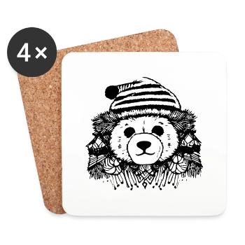 Noël Ours polaire Ours d’hiver Animaux des neiges 5 - Dessous de verre (lot de 4) - blanc - Devant