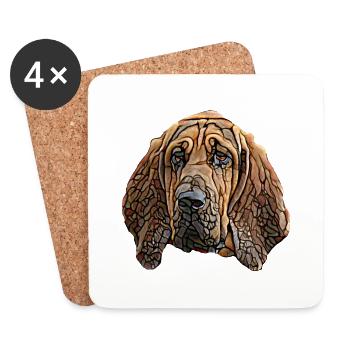 Bloodhound Face - Coasters (set of 4) - white - Front