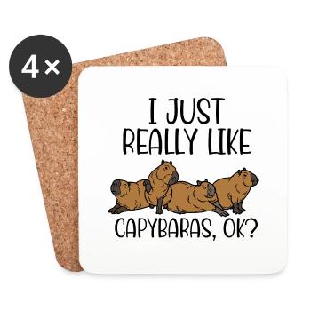 Ich mag einfach Capybaras ok - Untersetzer (4er-Set) - Weiß - Vorne