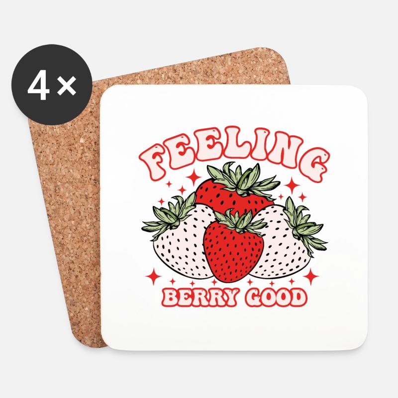 Feeling berry good - Untersetzer (4er-Set) - Weiß