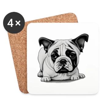 Bulldog Français Chien anglais 6 - Dessous de verre (lot de 4) - blanc - Devant