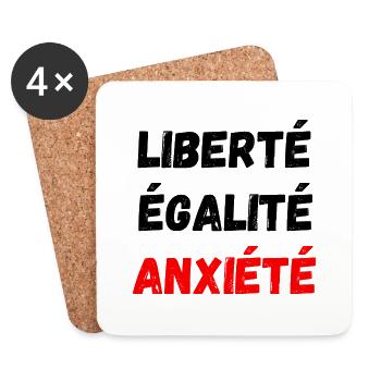 Liberté égalité anxiété - Dessous de verre (lot de 4) - blanc - Devant