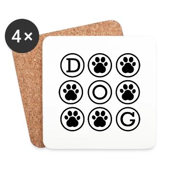 Hund Chien - Dessous de verre (lot de 4) - blanc - Devant