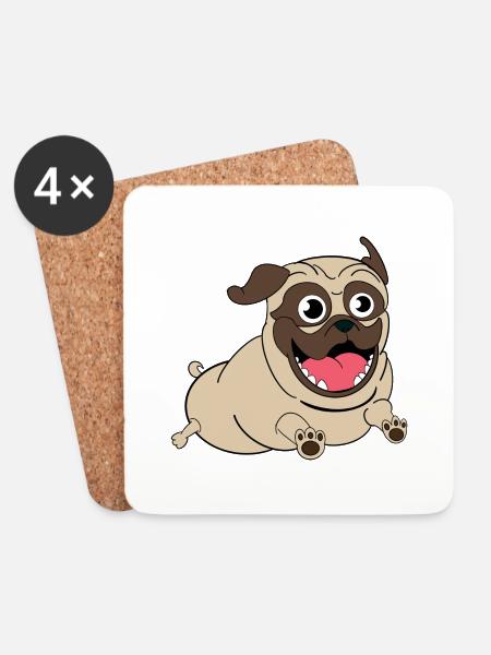 Nacho the Pug - Coasters (set of 4) - white
