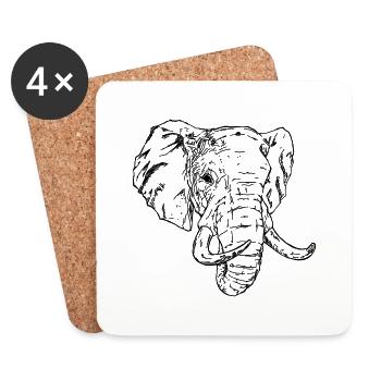 Elefant - Untersetzer (4er-Set) - Weiß - Vorne