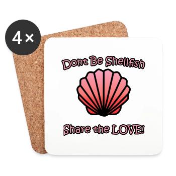 Répandez l’amour avec notre design « Ne soyez pas des mollusques et crustacés » - Dessous de verre (lot de 4) - blanc - Devant