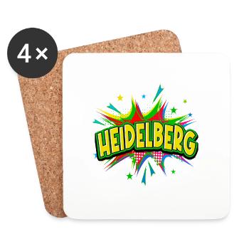 Heidelberg Deutschland Stadt Pop Art Comic Kunst - Untersetzer (4er-Set) - Weiß - Vorne