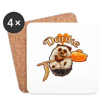 Cute hedgehog with thank you message - Coasters (set of 4) - white - Front