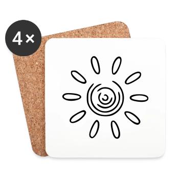 Sonne Zeichnung Natur Skizze schwarz - Untersetzer (4er-Set) - Weiß - Vorne