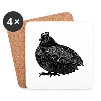 Drôle de poulet dessin au trait Pop Art Minimaliste 13 - Dessous de verre (lot de 4) - blanc - Devant