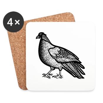 Drôle de ligne de poulet Art Pop Art Minimaliste 1 - Dessous de verre (lot de 4) - blanc - Devant