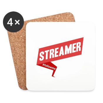 Streamer suivez-moi rouge - Dessous de verre (lot de 4) - blanc - Devant