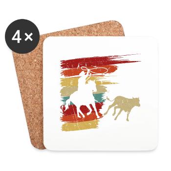 Calf Roping Rodeo Cowboy, Retro Breakaway Roping - Untersetzer (4er-Set) - Weiß - Vorne