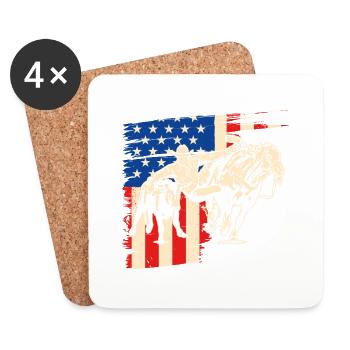 Patriotic Steer Wrestling American Flag - Untersetzer (4er-Set) - Weiß - Vorne