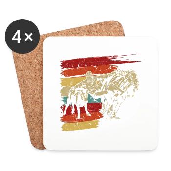 Retro Steer Wrestling Rodeo Cowboy Bulldogging - Untersetzer (4er-Set) - Weiß - Vorne