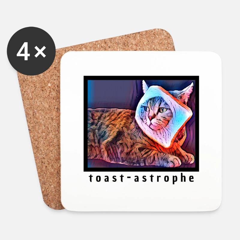 Cat toast astrophe - Catoastrophe Funny Cat design - Untersetzer (4er-Set) - Weiß