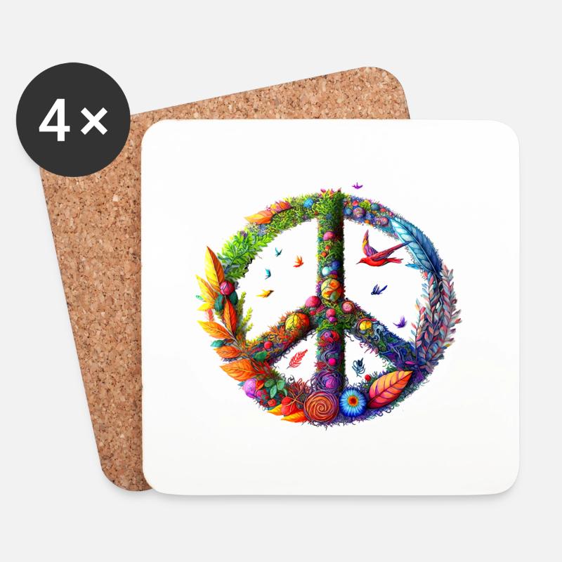 Peace Bird - Untersetzer (4er-Set) - Weiß