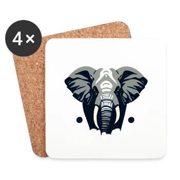 Little Elephant Cartoon Cute Love Adventure 8 - Coasters (set of 4) - white - Front