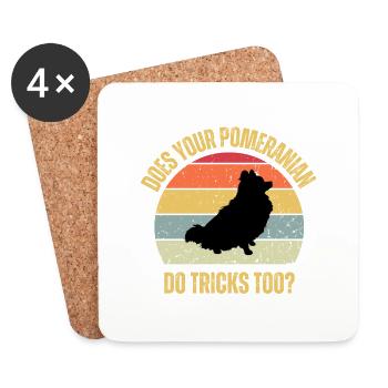 Does Your Pomeranian Do Tricks Too - Coasters (set of 4) - white - Front