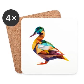 Origami Geometrie Ente bunt modern arty - Untersetzer (4er-Set) - Weiß - Vorne