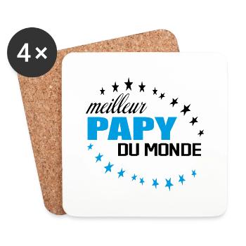 Meilleur Papy Du Monde - Dessous de verre (lot de 4) - blanc - Devant