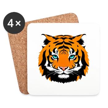 Comic Tiger Mignon Drôle Cool Dessin animé 8 - Dessous de verre (lot de 4) - blanc - Devant