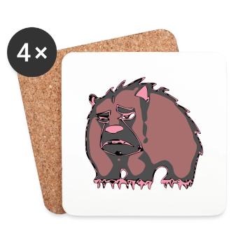 Bebok l'ours triste - Dessous de verre (lot de 4) - blanc - Devant