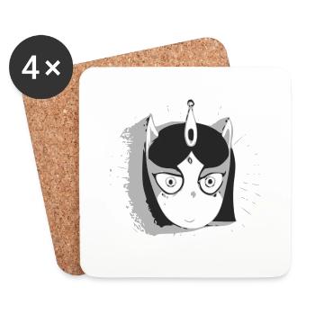 Madame la licorne - Dessous de verre (lot de 4) - blanc - Devant