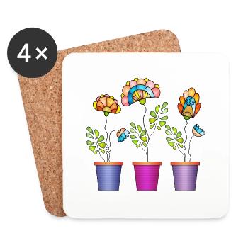 Blumen - Untersetzer (4er-Set) - Weiß - Vorne