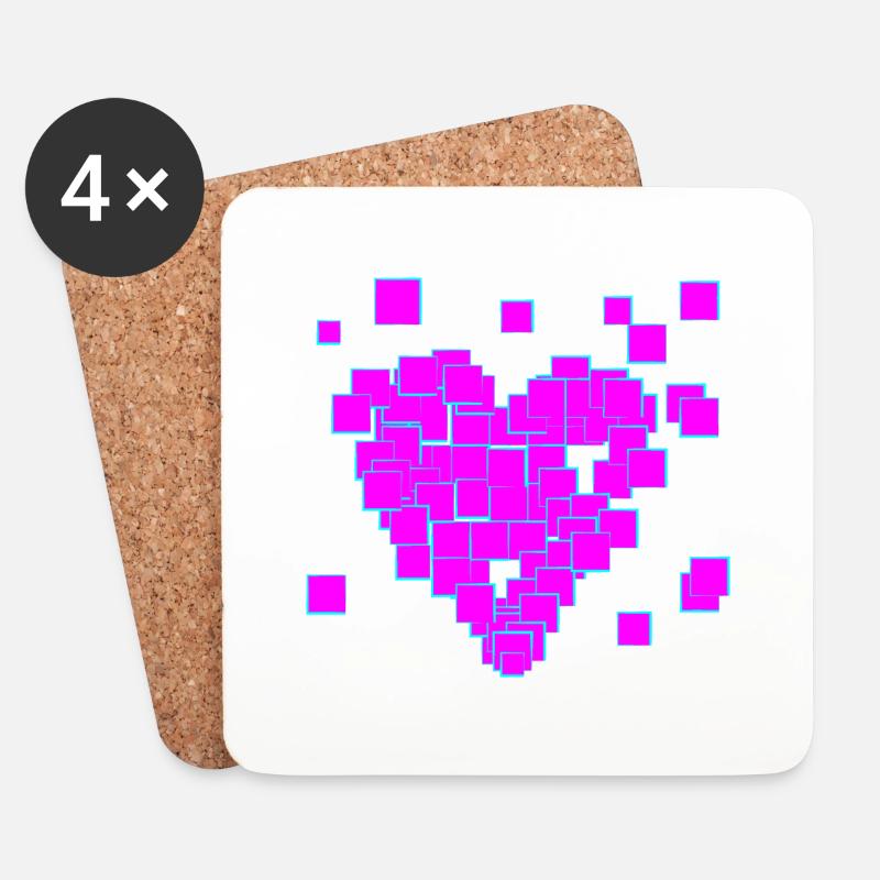 Pink pixel herz - Untersetzer (4er-Set) - Weiß