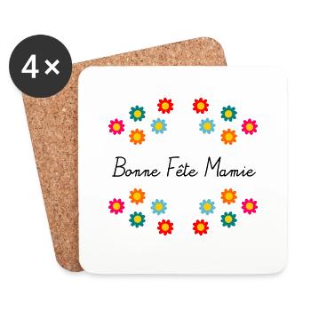 MAMIE. FÊTE DES MÈRES. BONNE FÊTE MAMIE. JE T'AIME - Dessous de verre (lot de 4) - blanc - Devant