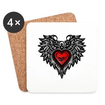 Heart and Wings - For Lovers - Coasters (set of 4) - white - Front