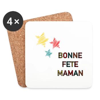 BONNE FÊTE. FÊTE DES MÈRES. FÊTE DES PÈRES. FÊTE - Dessous de verre (lot de 4) - blanc - Devant