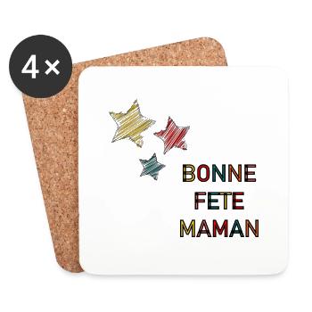BONNE FÊTE. FÊTE DES MÈRES. FÊTE DES PÈRES. FÊTE - Dessous de verre (lot de 4) - blanc - Devant