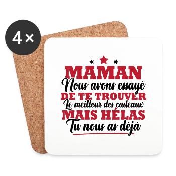 Maman nous avons essayé de te trouver cadeau - Dessous de verre (lot de 4) - blanc - Devant
