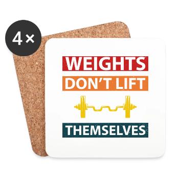 Ce poids ne va pas se soulever tout seul. Fitness - Dessous de verre (lot de 4) - blanc - Devant
