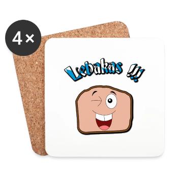 Lebakas / Leberkäse / Fleischkäse V2 - Untersetzer (4er-Set) - Weiß - Vorne