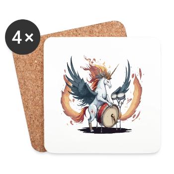 Unicorn on drums - Coasters (set of 4) - white - Front