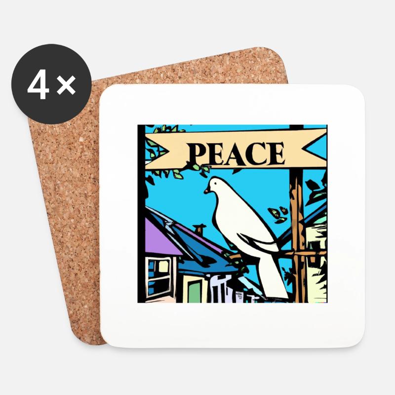 Friedenstaube Peace - Untersetzer (4er-Set) - Weiß