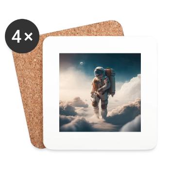an astronaut walking on clouds - Dessous de verre (lot de 4) - blanc - Devant